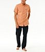 Color:Clay - Image 6 - Short Sleeve Hula Breach Chambray Button Front Shirt