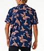 Color:Washed Navy - Image 2 - Short Sleeve Surf Revival Floral Button Front Shirt