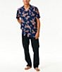 Color:Washed Navy - Image 4 - Short Sleeve Surf Revival Floral Button Front Shirt