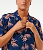 Color:Washed Navy - Image 5 - Short Sleeve Surf Revival Floral Button Front Shirt