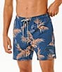 Color:Washed Navy - Image 1 - Surf Revival Floral 16#double; Outseam Volley Shorts