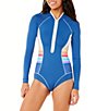Rip Curl Surf Revival Long Sleeve Half Zip One Piece Swimsuit, Color:Vintage Navy - Image 1