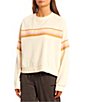 Color:Bone - Image 1 - Swell Stripe Burnout Wash Long Sleeve Pullover Sweatshirt