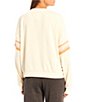 Color:Bone - Image 2 - Swell Stripe Burnout Wash Long Sleeve Pullover Sweatshirt