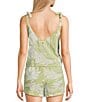 Rip Curl Vadella Tropical Palm Print Tie Straps Coordinating Cropped Tank Top, Color:Sage - Image 2