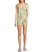 Rip Curl Vadella Tropical Palm Print Tie Straps Coordinating Cropped Tank Top, Color:Sage - Image 3