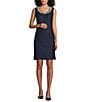 Color:Navy - Image 3 - Beaded Scoop Neck 3/4 Sleeve Glitter Lace 2-Piece Jacket Dress