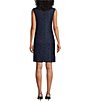 Color:Navy - Image 4 - Beaded Scoop Neck 3/4 Sleeve Glitter Lace 2-Piece Jacket Dress