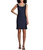 Color:Navy - Image 3 - Beaded Scoop Neck 3/4 Sleeve Glitter Lace 2-Piece Jacket Dress