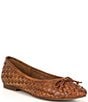 Color:Tan - Image 1 - Business Woven Leather Ballet Flats