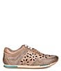 Color:Oats - Image 2 - Deliberate Leather Floral Eyelet Lace-Up Sneakers