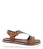 Color:Tan - Image 2 - Martina Leather T-Strap Stud Detail Platform Sandals