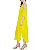 Color:Yellow - Image 2 - Cold Short Shoulder Sleeve V-Neck Chiffon Midi Dress