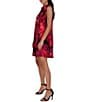 Color:Black/Red - Image 3 - Floral Print Sleeveless Fold Over Tie Mock Neck Waistless Dress