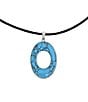 Color:Silver/Turquoise - Image 2 - Cord Oval Stone Short Pendant Necklace