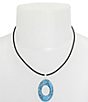 Color:Silver/Turquoise - Image 3 - Cord Oval Stone Short Pendant Necklace