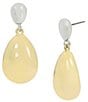 Color:Two Tone - Image 1 - Dome Double Drop Earrings