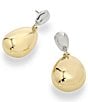 Color:Two Tone - Image 2 - Dome Double Drop Earrings
