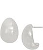 Color:Silver - Image 1 - Dome Hoop Stud Earrings