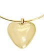 Color:Gold - Image 2 - Large Puffy Heart Short Pendant Necklace