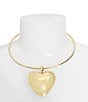 Color:Gold - Image 3 - Large Puffy Heart Short Pendant Necklace