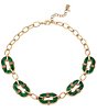 Robert Lee Morris Soho Malachite Link Reversible Bib Collar Necklace - Image 1