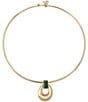 Robert Lee Morris Soho Malachite Molten Disc Pendant Wire Collar Necklace - Image 1