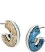 Color:Silver/Multi - Image 2 - Mixed Stone Chunky Hoop Earrings