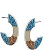 Color:Multi/Blue - Image 1 - Mixed Stone Hoop Earrings