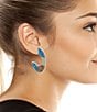 Color:Multi/Blue - Image 3 - Mixed Stone Hoop Earrings