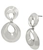 Color:Silver - Image 1 - Open Circle Double Drop Earrings