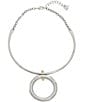 Color:Silver - Image 1 - Open Circle Pendant Wire Statement Necklace