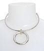 Color:Silver - Image 3 - Open Circle Pendant Wire Statement Necklace