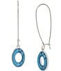 Color:Silver/Turquoise - Image 1 - Oval Stone Drop Earrings