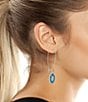 Color:Silver/Turquoise - Image 2 - Oval Stone Drop Earrings