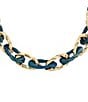 Color:Blue Patina - Image 2 - Blue Patina and Gold Link Collar Frontal Necklace