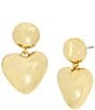Color:Gold - Image 1 - Puffy Heart Double Drop Earrings