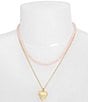 Color:Gold/Rose Quartz - Image 3 - Puffy Heart Short Multi-Strand Pendant Necklace