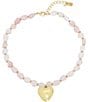 Color:Gold/Rose Quartz - Image 1 - Rose Quartz Heart Short Pendant Necklace
