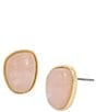 Color:Gold/Rose Quartz - Image 1 - Rose Quartz Stud Earrings