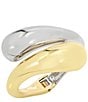 Color:Two Tone - Image 2 - Sculpted Two Tone Bypass Bangle Bracelet