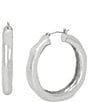 Color:Silver - Image 2 - Sculpted Hoop Earrings
