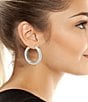 Color:Silver - Image 3 - Sculpted Hoop Earrings