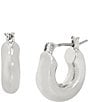 Color:Silver - Image 1 - Sculpted Mini Hoop Earrings