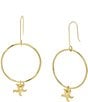 Color:Shiny Gold - Image 1 - Starfish Charm Hoop Earrings