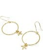 Color:Shiny Gold - Image 2 - Starfish Charm Hoop Earrings