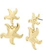 Color:Gold - Image 1 - Starfish Double Drop Earrings