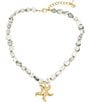 Color:Gold/White - Image 1 - Starfish Howlite Short Pendant Necklace