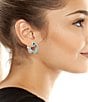 Color:Silver/Crystal - Image 3 - Stone Hoop Earrings