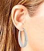 Color:Silver - Image 2 - Thick Oval Hoop Earrings
